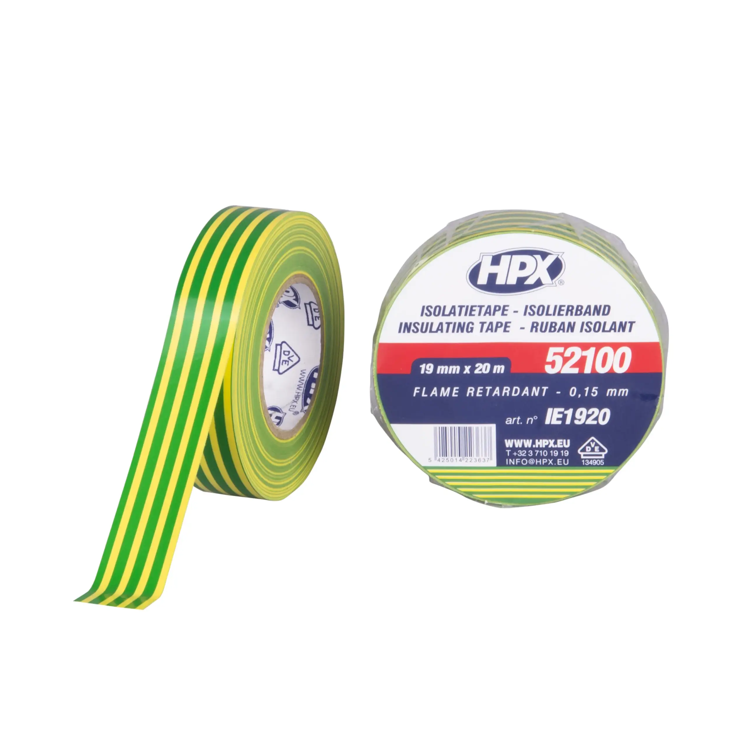 PVC isolatietape VDE – geel/groen 19mm x 20m