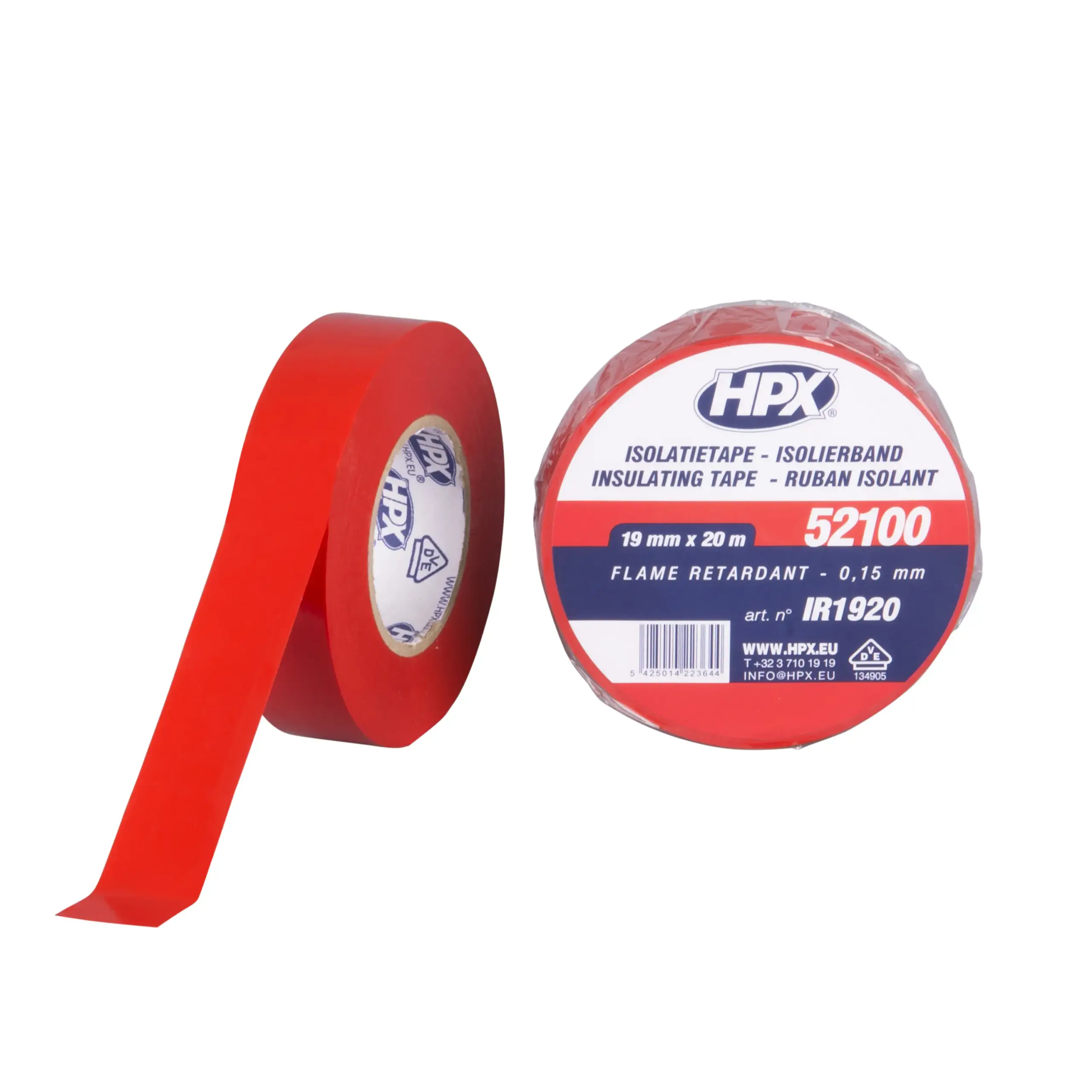 PVC isolatietape VDE – rood 19mm x 20m