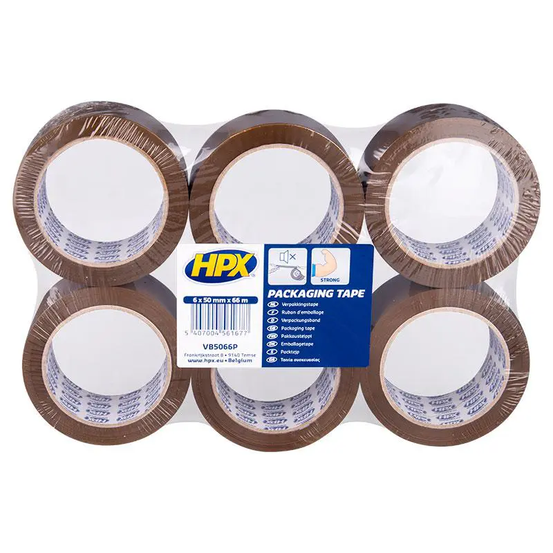Verpakkingstape flatpack 6 rollen – bruin 50mm x 66m