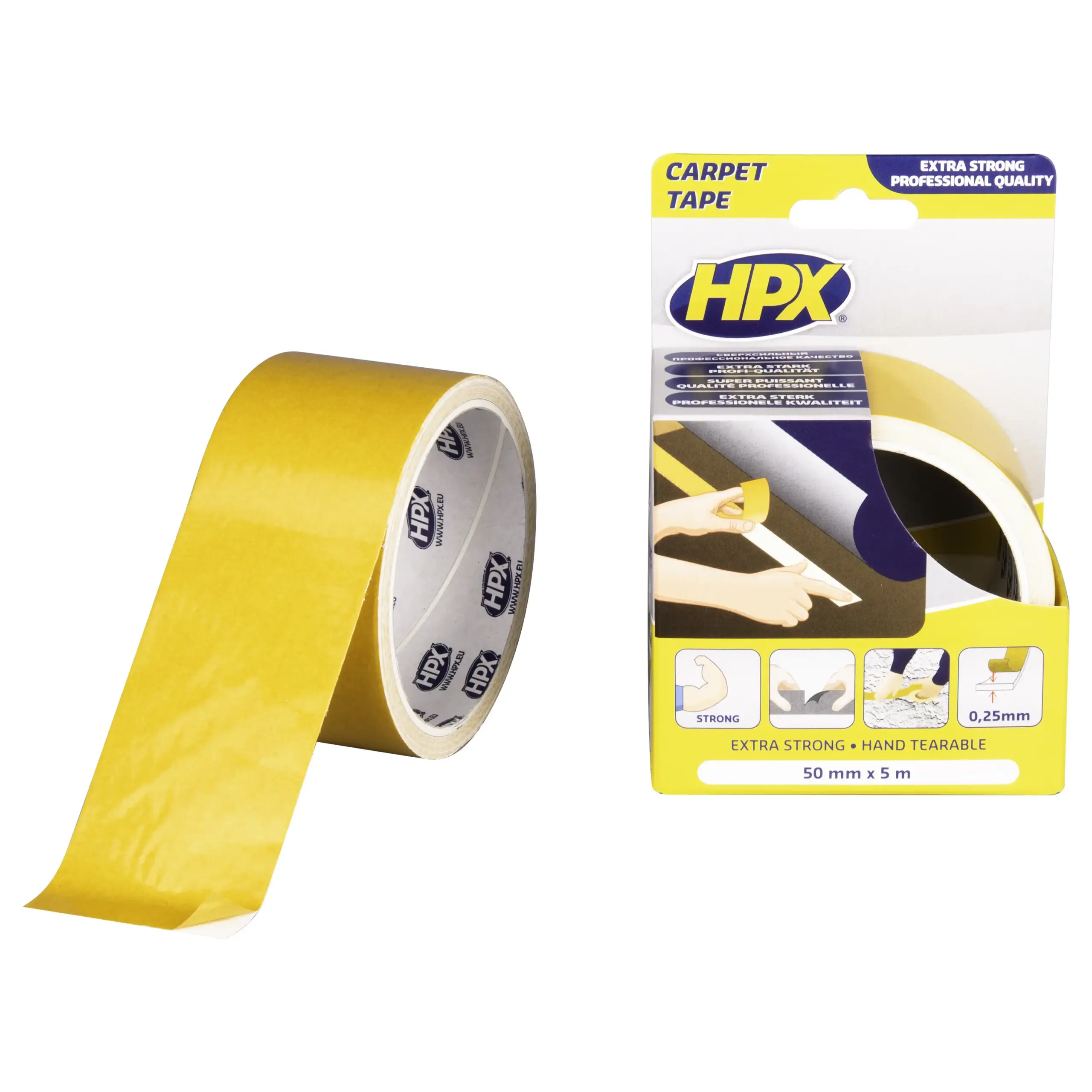 Dubbelzijdige tapijttape – wit 50mm x 5m