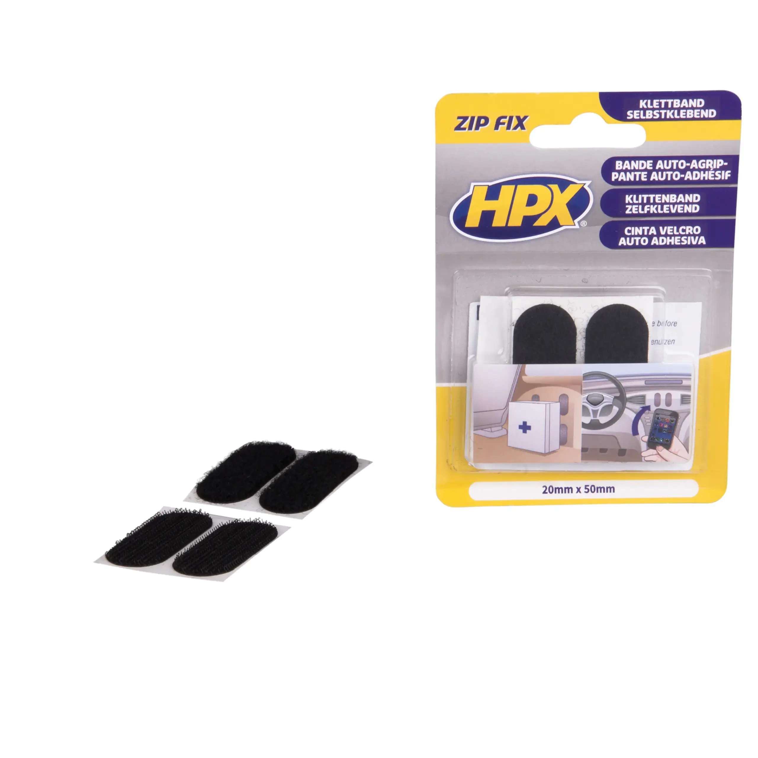 Zip fix klittenband pads – 20mm x 50mm