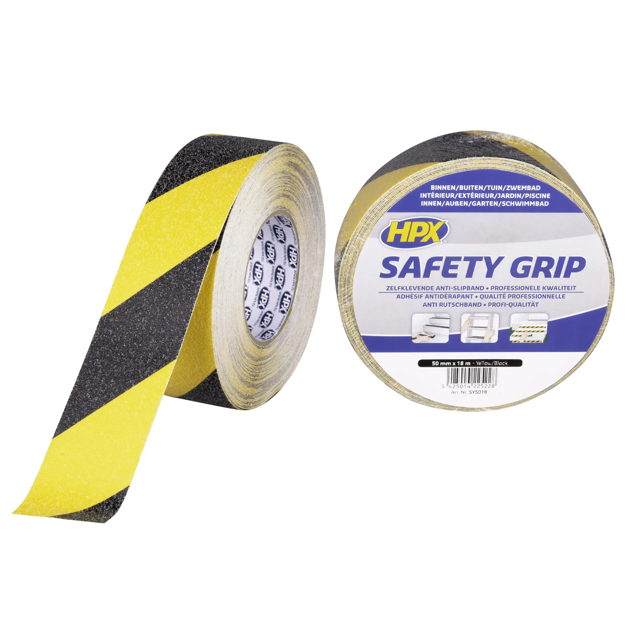 Anti-slip tape – zwart/geel 50mm x 18m