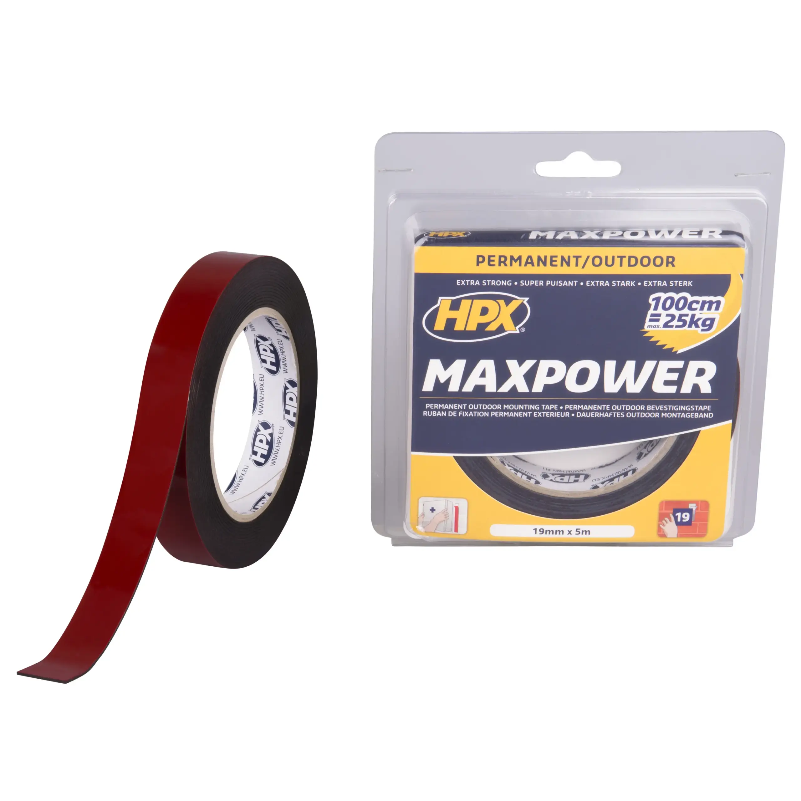 Max Power Outdoor bevestigingstape – zwart 19mm x 5m