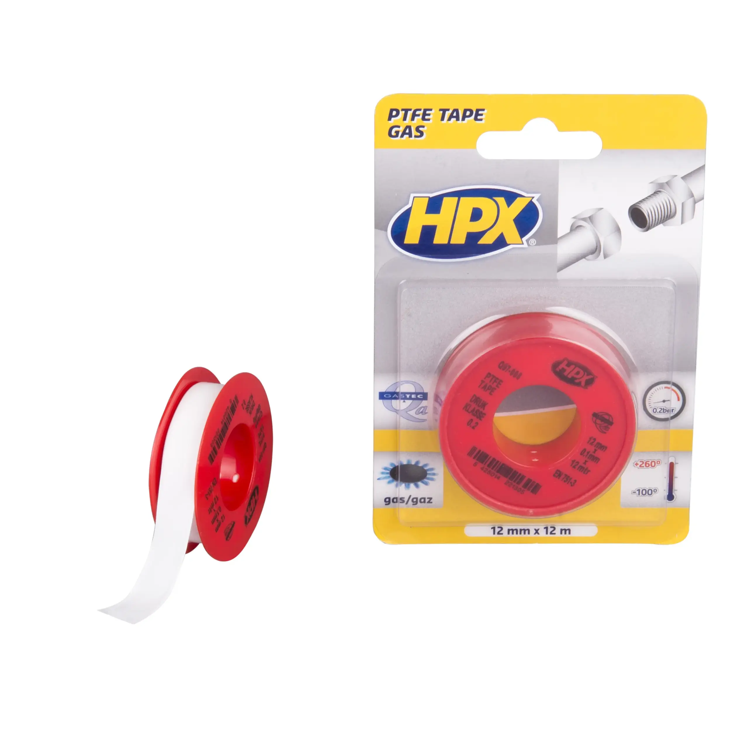 PTFE gasafdichtingstape blister – wit 12mm x 12m