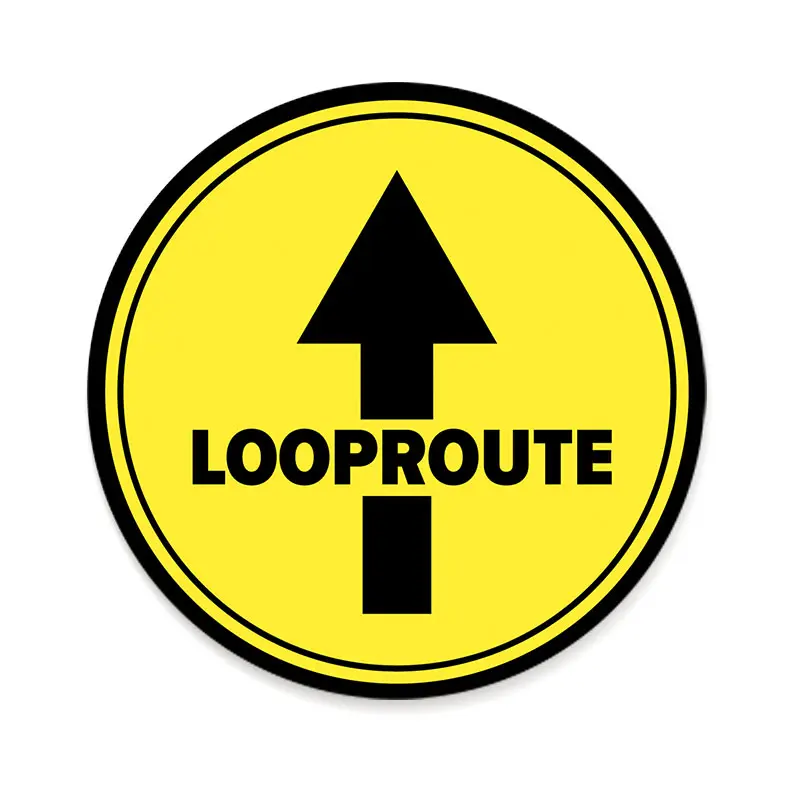 Vloersticker rond geel “Looproute”