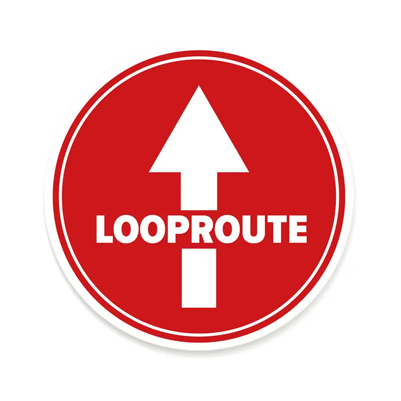 Vloersticker rond rood “Looproute”