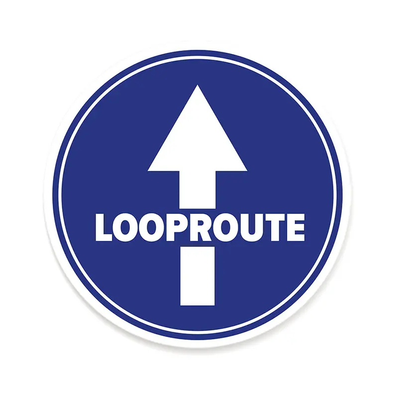 Vloersticker rond blauw “Looproute”
