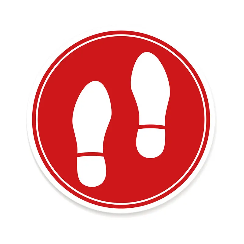Vloersticker rond rood “Voetstappen”