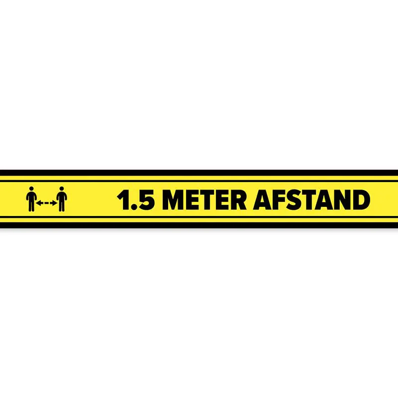 Raam- / Vloersticker strook geel “Houd afstand” (5)