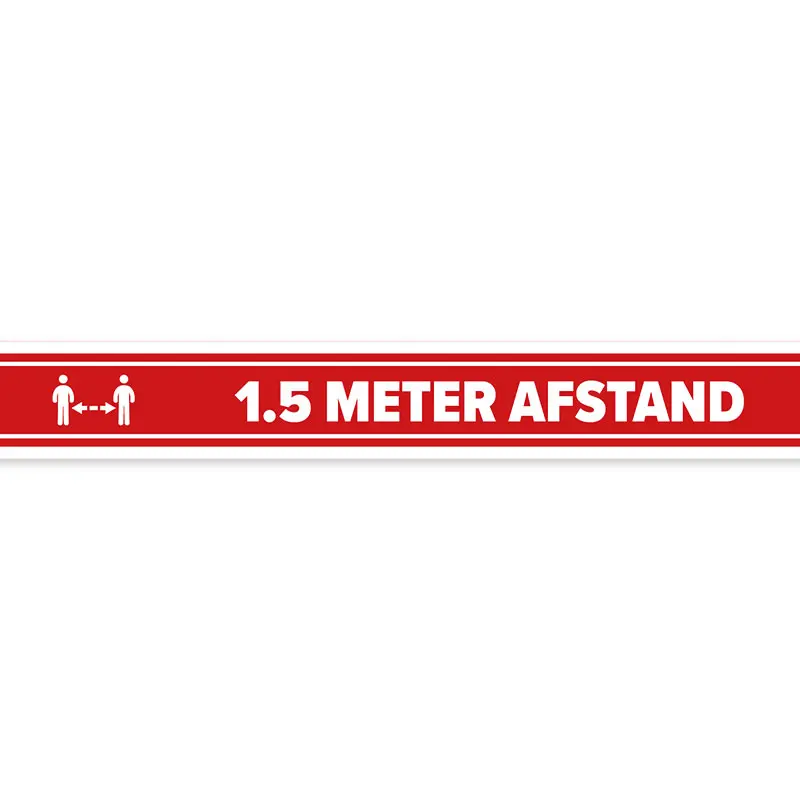 Raam- / Vloersticker strook rood “Houd afstand” (5)