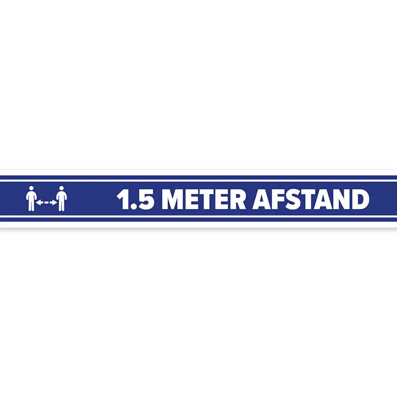 Raam- / Vloersticker strook blauw “Houd afstand” (5)