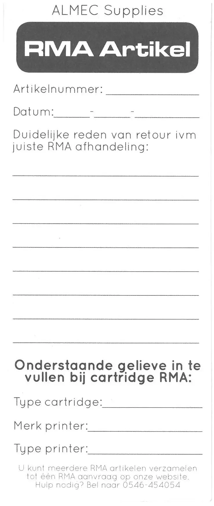 RMA notitieblok