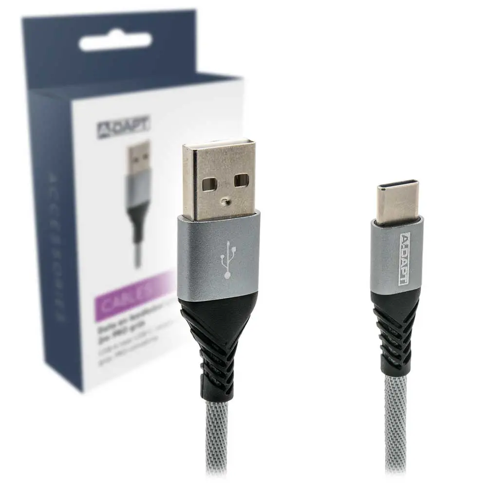 Data-/laadkabel USB-A > USB-C 2m PRO grijs