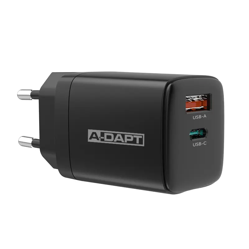 Thuislader USB-C PD 30W + USB QC 3.0 zwart