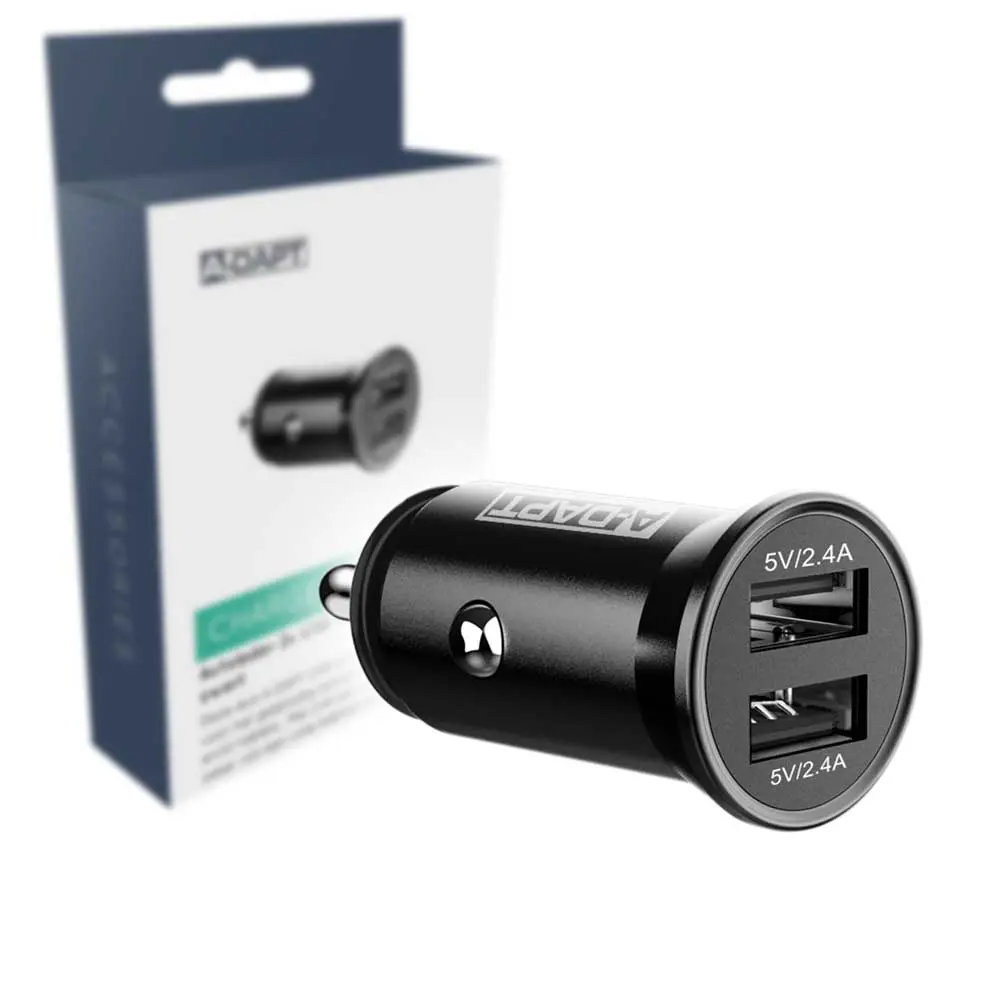 Autolader 2x USB Smart IC 4.8A zwart