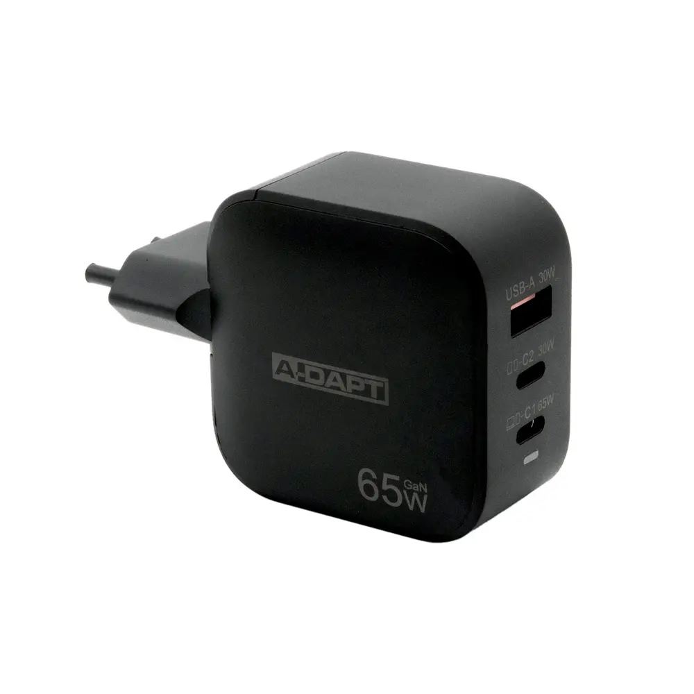 Thuislader 65 W 2x USB-C PD + USB QC 3.0 zwart