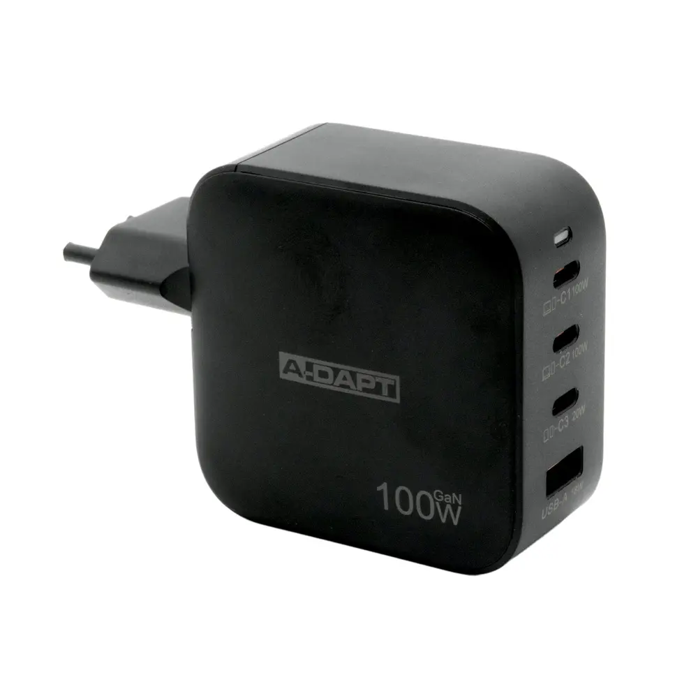 Thuislader 100 W 3x USB-C PD + USB QC 3.0 zwart