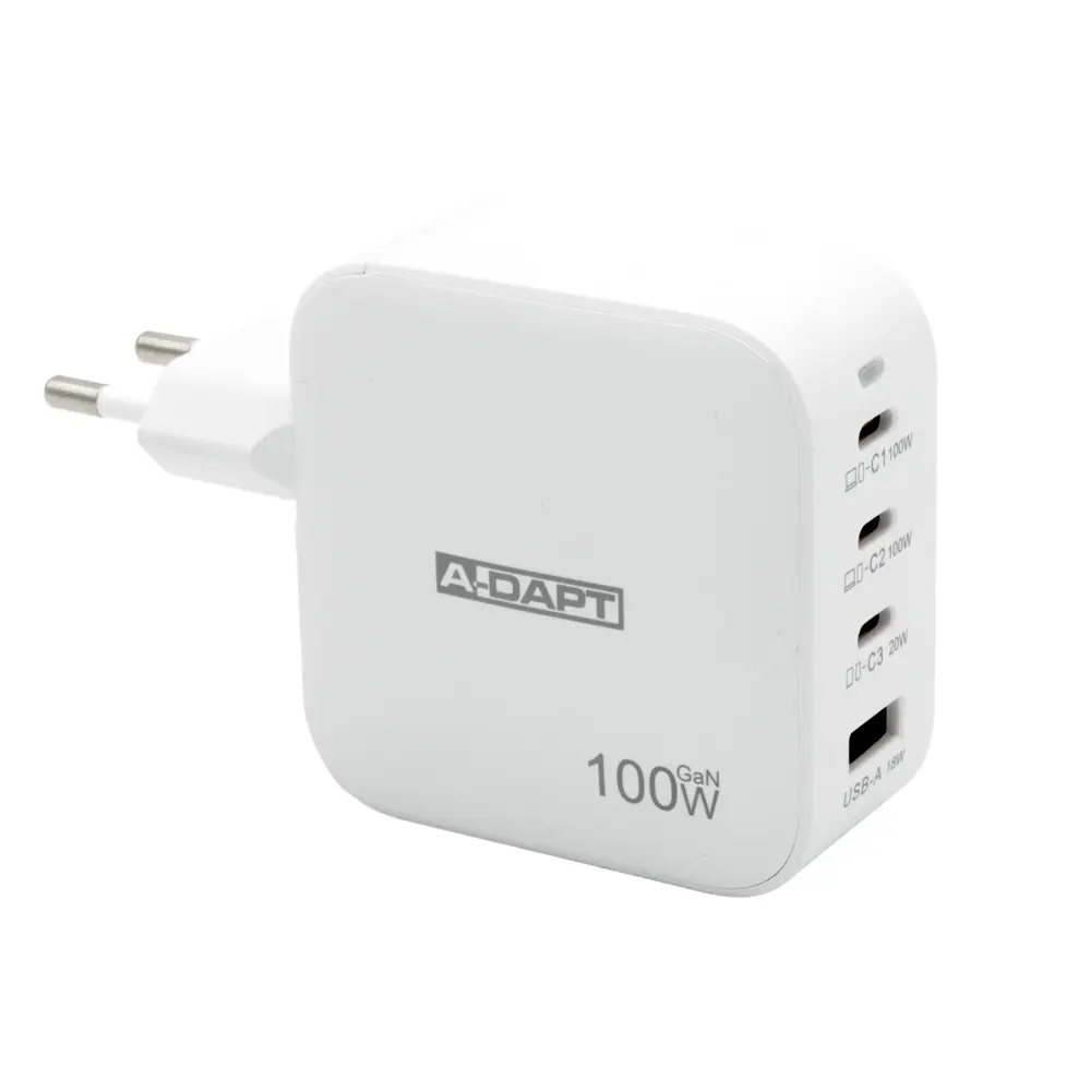 Thuislader 100 W 3x USB-C PD + USB QC 3.0 wit