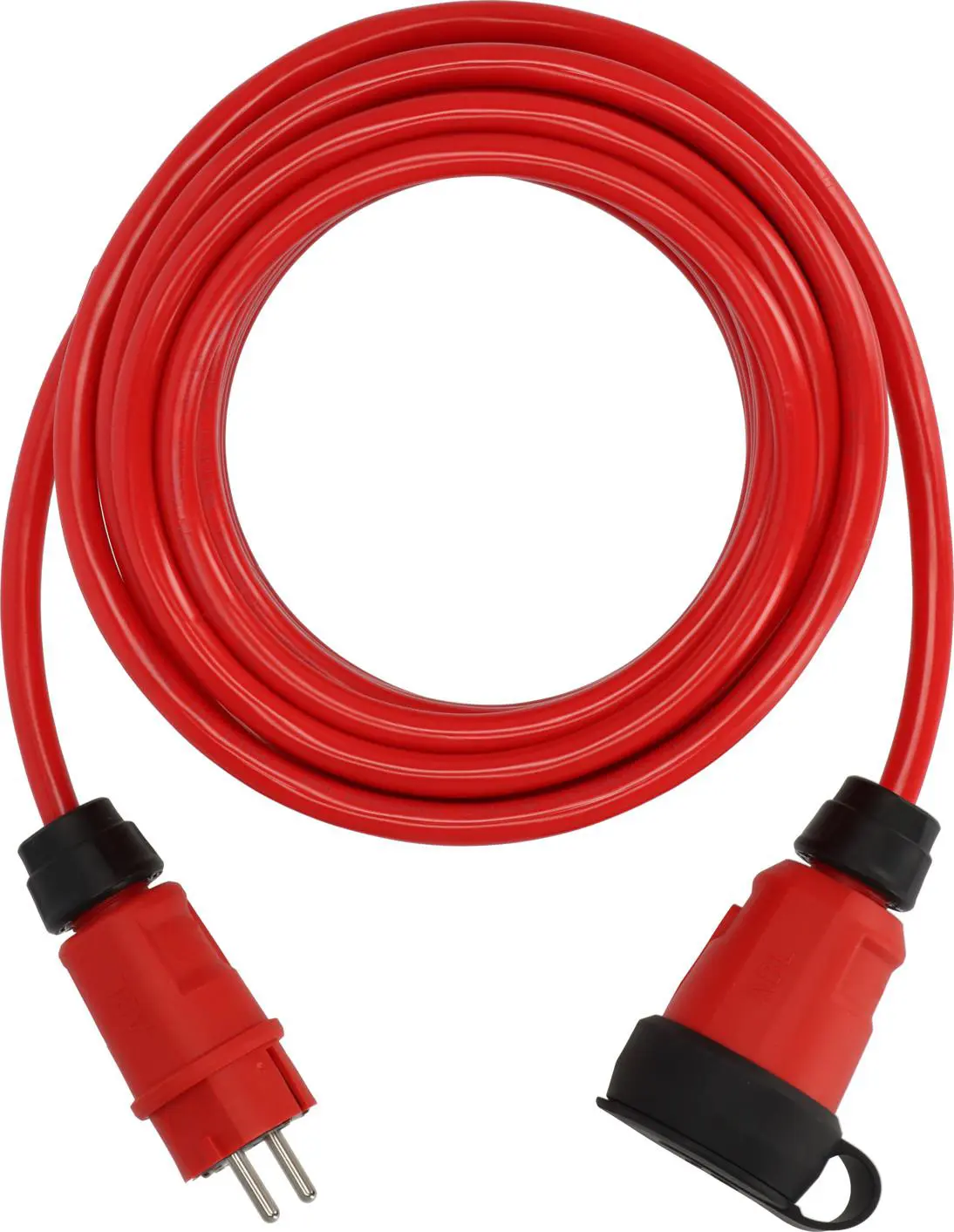 Professioneel Verlengsnoer 10 meter rood 3 x 1,5 mm² PUR-kabel IP44 FR