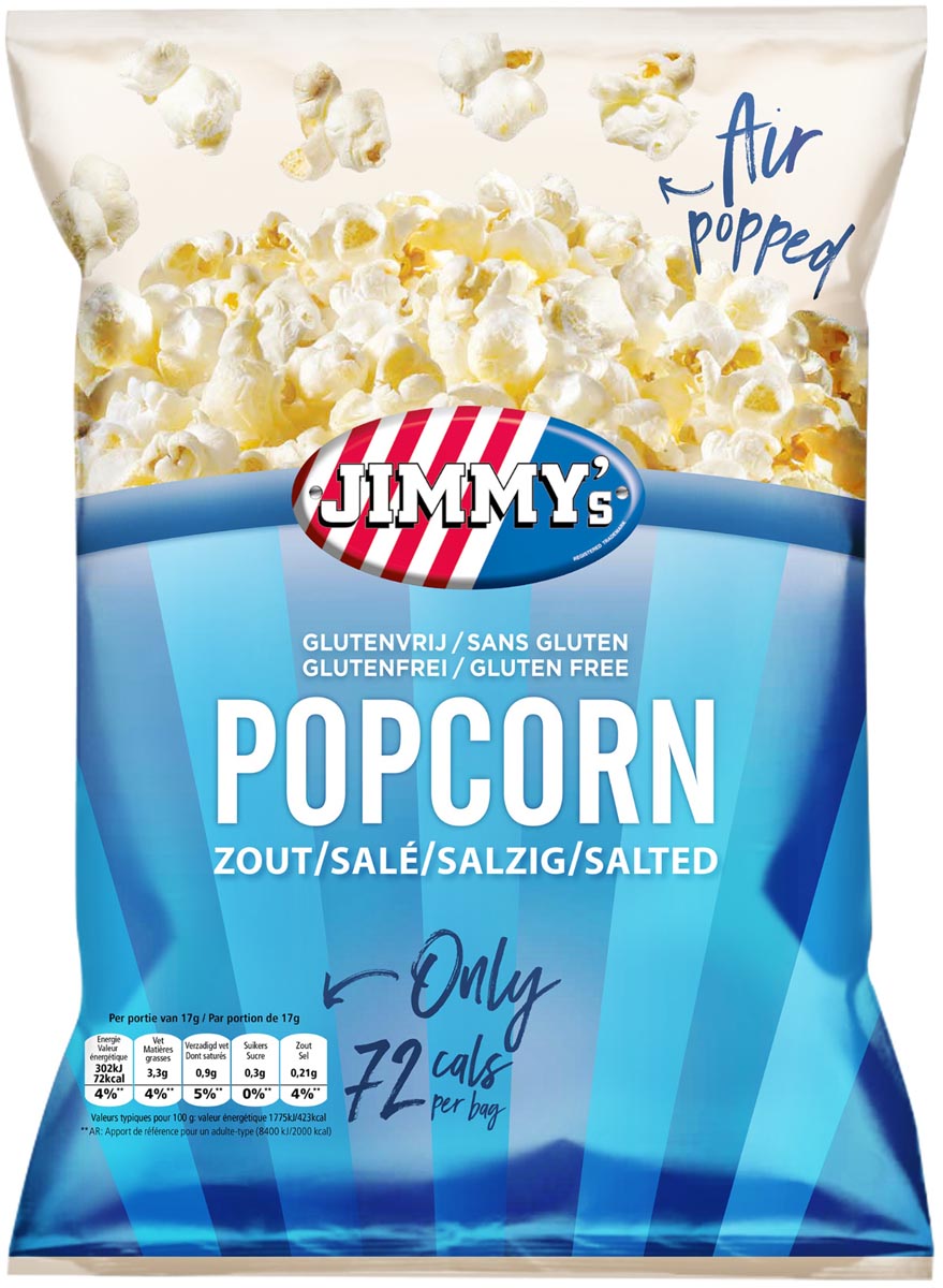 Jimmy's Popcorn, zout, zak van 17 g