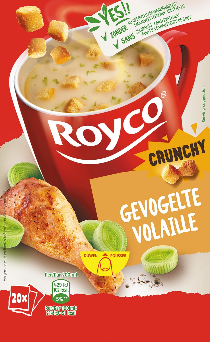 Royco Minute Soup gevogelte met croutons, pak van 20 zakjes