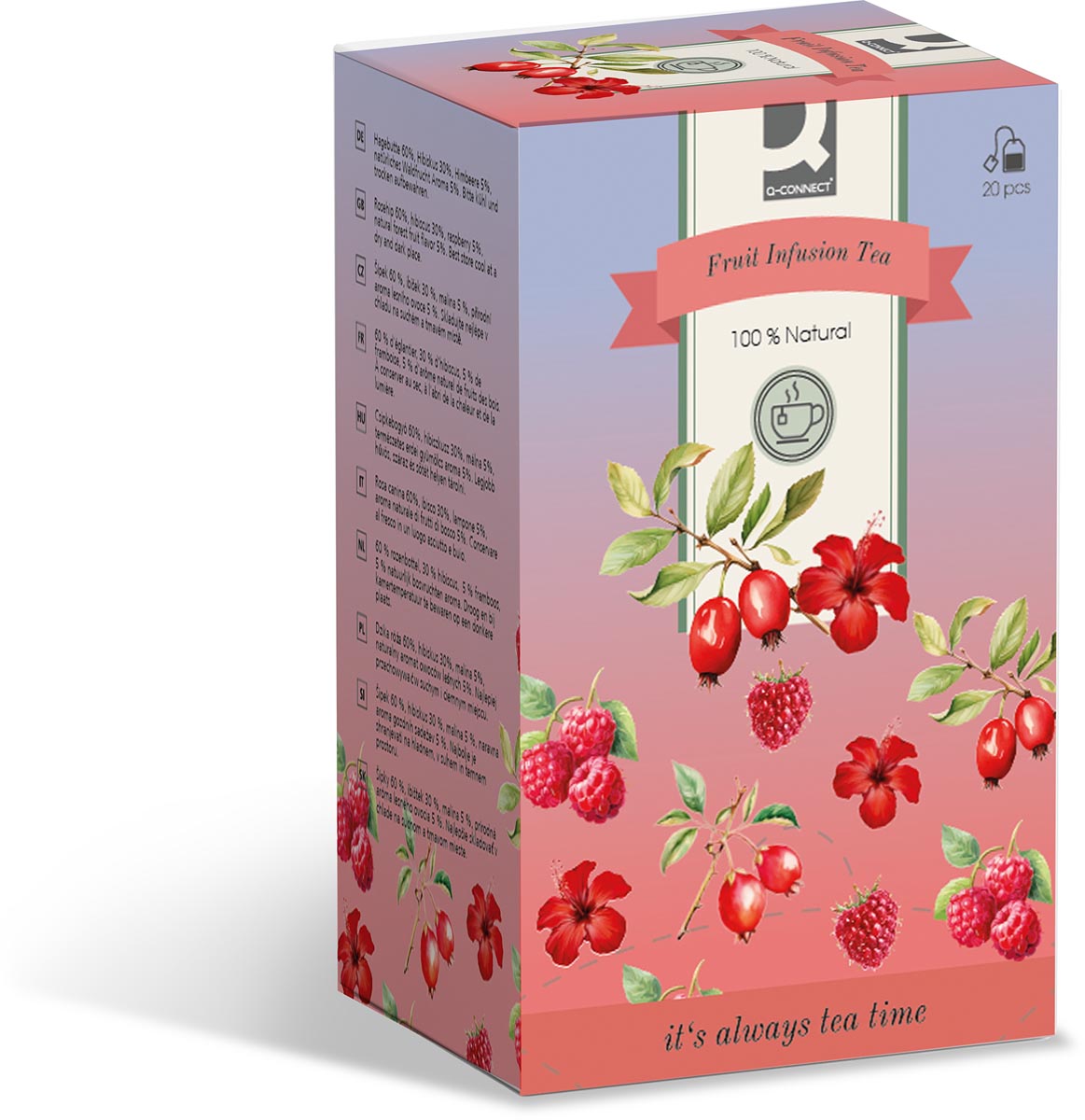 Q-CONNECT thee, fruit infusion, zakje van 1,5 g, doos van 20 zakjes