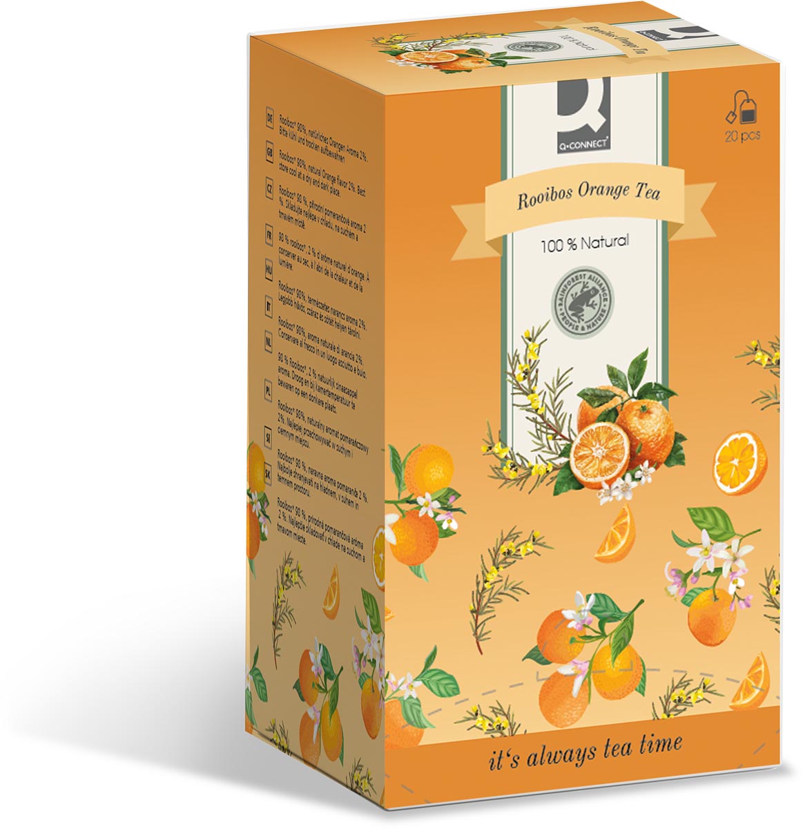 Q-CONNECT thee, rooibos orange, zakje van 1,5 g, doos van 20 zakjes