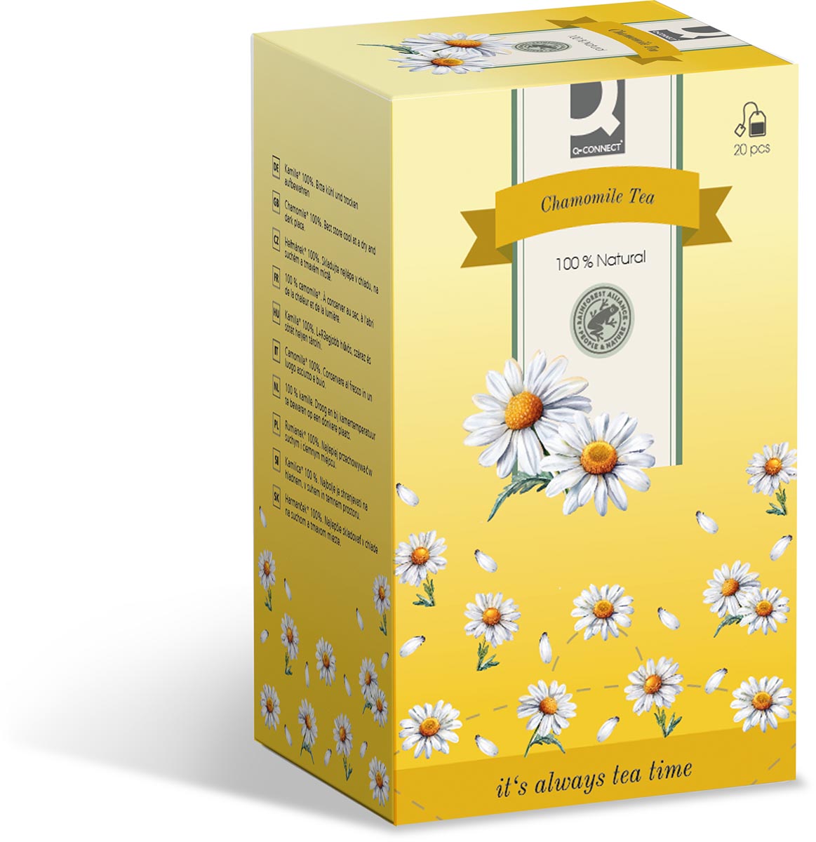 Q-CONNECT thee, kamille, zakje van 1,5 g, doos van 20 zakjes