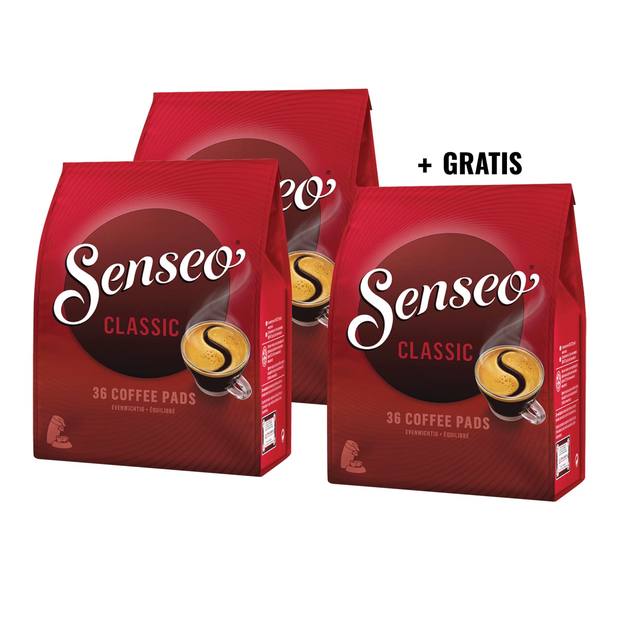 ACTIE SENSEO: 2 + 1 GRATIS: Senseo Classic, zakje van 36 koffiepads